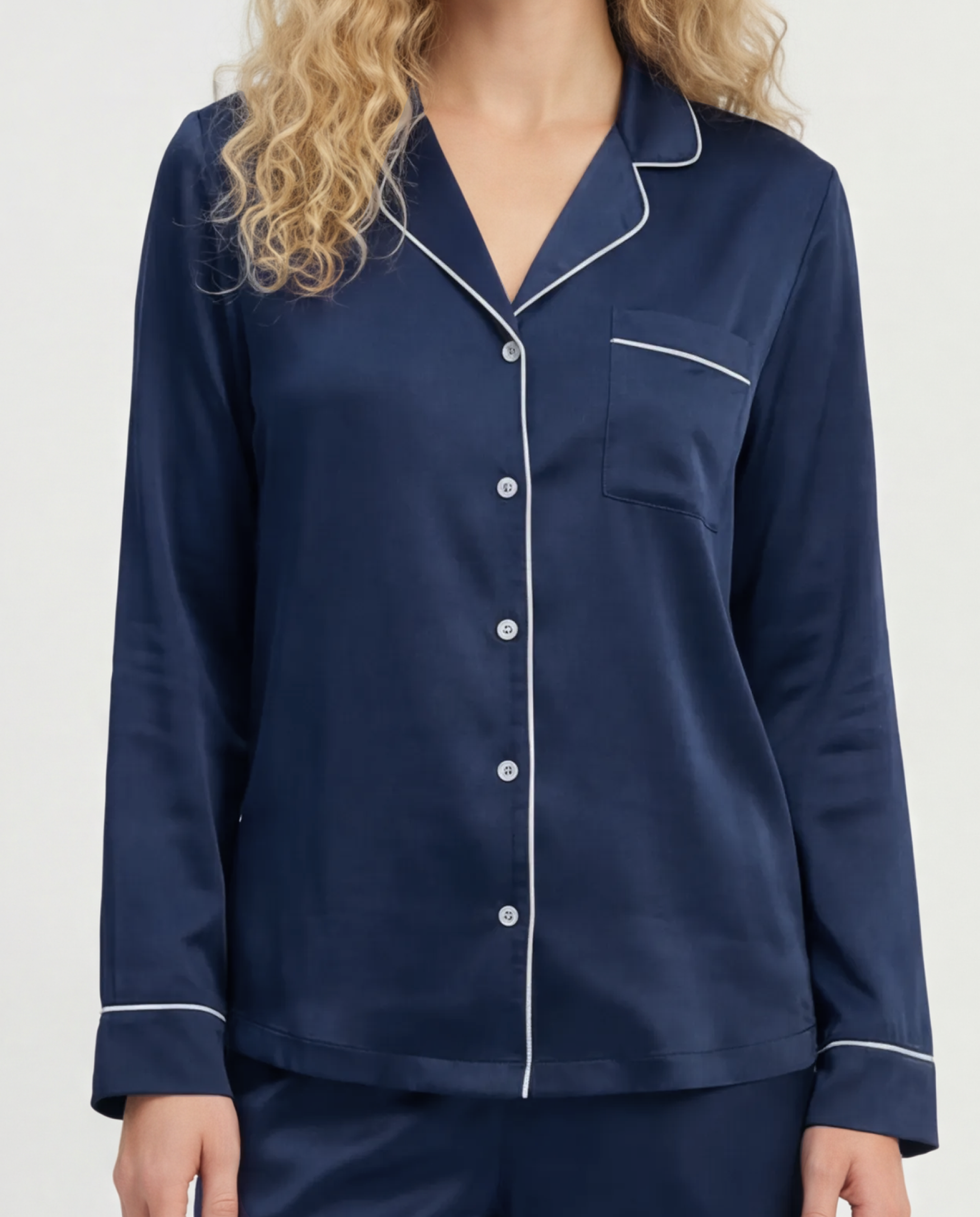 Marineblå Bambus Pysjamas