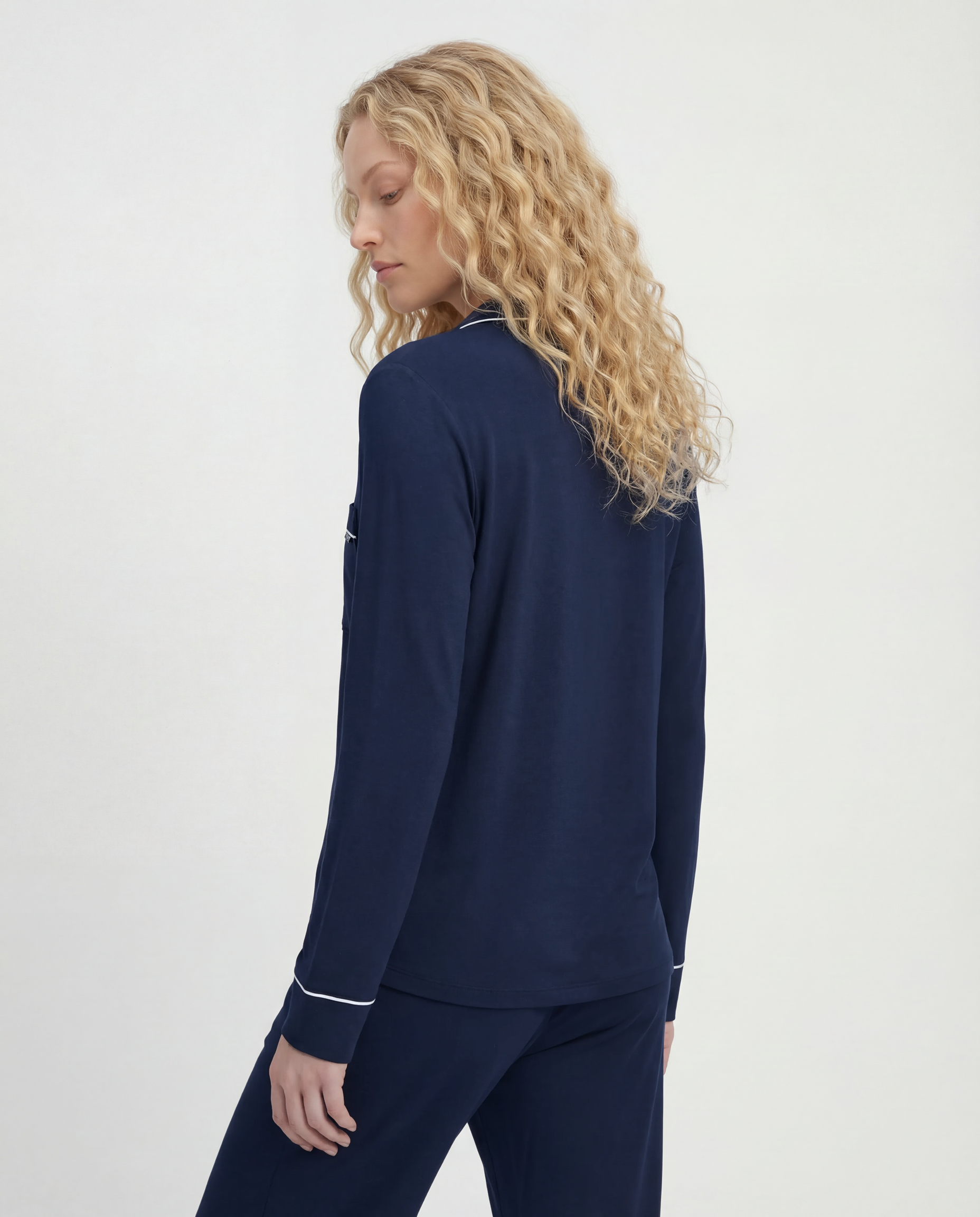 Marineblå Bambus Pysjamas