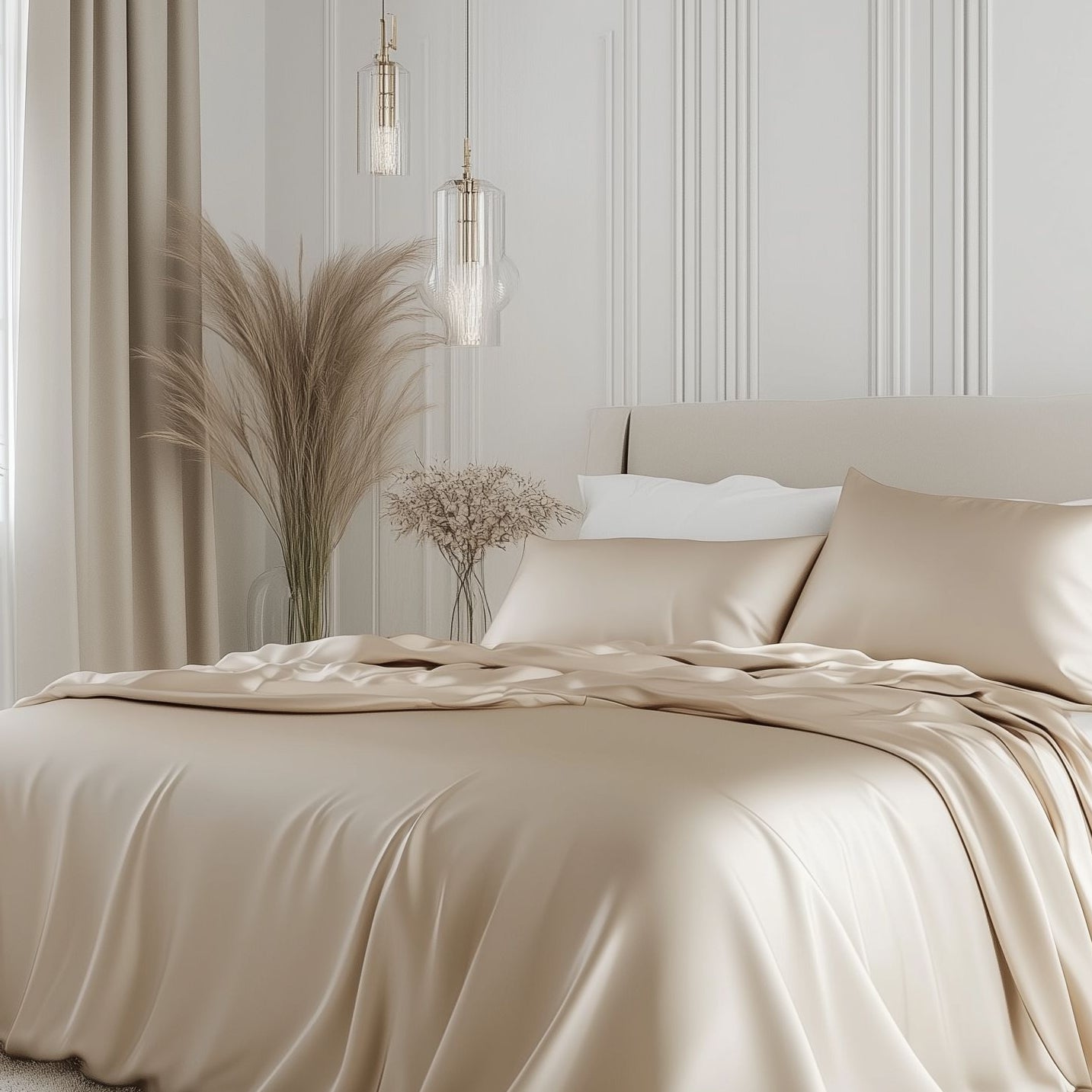 Beige Bambus Sengesett