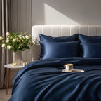 Marineblått Bambus Sengesett