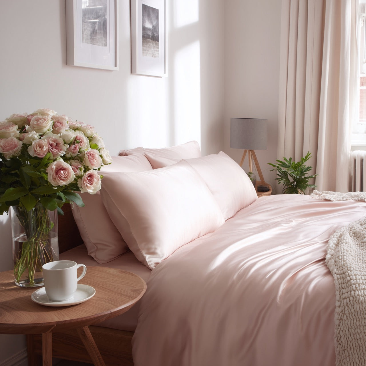 Lyserødt Bambus Sengetøj