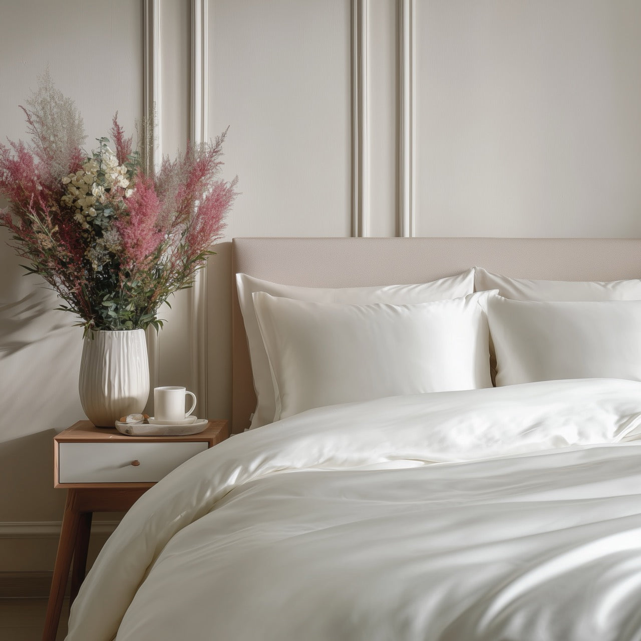 Hvitt Bambus Sengesett